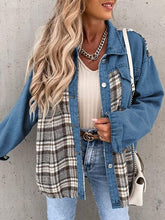 Load image into Gallery viewer, Plaid Button Up Dropped Shoulder Jacket