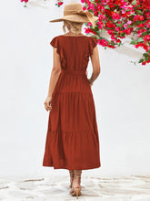 Load image into Gallery viewer, Tie Belt Ruffled Tiered Dress
