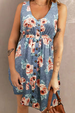 Load image into Gallery viewer, Printed Scoop Neck Sleeveless Buttoned Dress
