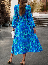 Load image into Gallery viewer, Printed V-Neck Long Sleeve Midi Dress
