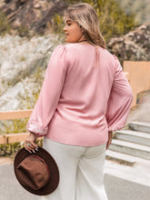 Load image into Gallery viewer, Plus Size Tie Neck Puff Sleeve Blouse