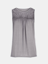 Load image into Gallery viewer, Lace Detail Round Neck Tank