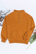 Load image into Gallery viewer, Quarter Zip Dropped Shoulder Sweatshirt