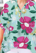 Load image into Gallery viewer, Plus Size Printed Notched Neck Half Sleeve Top