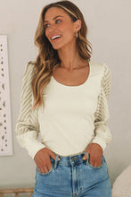 Load image into Gallery viewer, Textured Mesh Sleeve Ribbed Blouse
