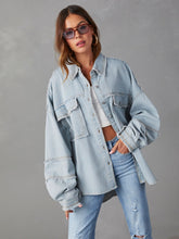 Load image into Gallery viewer, Dropped Shoulder Raw Hem Jacket