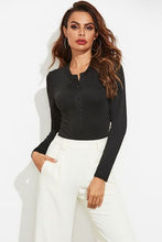 Load image into Gallery viewer, Half Button Round Neck Long Sleeve Bodysuit