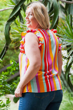 Load image into Gallery viewer, Plus Size Striped Round Neck Ruffled Tank