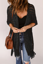 Load image into Gallery viewer, Fringe Hem Slit Open Front Cardigan