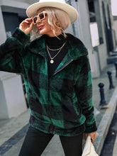 Load image into Gallery viewer, Plaid Zip-Up Collared Jacket