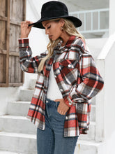 Load image into Gallery viewer, Meet You Outside Plaid Button Down Curved Hem Shacket
