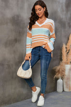 Load image into Gallery viewer, Striped V-Neck Knit Top