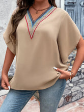 Load image into Gallery viewer, Plus Size V-Neck Flutter Sleeve Blouse