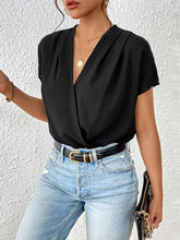 Load image into Gallery viewer, Surplice Short Sleeve Ruched Bodysuit
