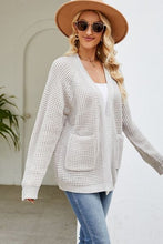 Load image into Gallery viewer, Open Front Raglan Sleeve Pocketed Cardigan
