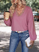 Load image into Gallery viewer, Lace Detail V-Neck Top