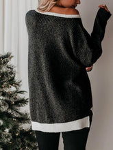 Load image into Gallery viewer, Color Block Round Neck Long Sleeve Sweater