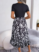 Load image into Gallery viewer, Printed Round Neck Ruffle Hem Dress