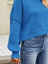 Load image into Gallery viewer, Round Neck Dropped Shoulder Sweater