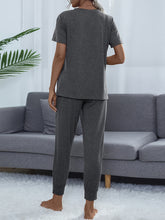 Load image into Gallery viewer, Round Neck Short Sleeve Top and Pants Set