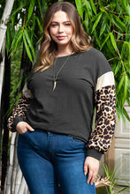 Load image into Gallery viewer, Plus Size Leopard Round Neck Dropped Shoulder T-Shirt