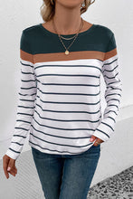 Load image into Gallery viewer, Striped Round Neck Long Sleeve T-Shirt