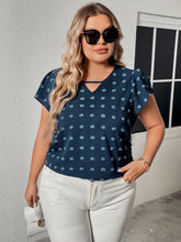 Load image into Gallery viewer, Plus Size Swiss Dot V-Neck Flutter Sleeve Tee