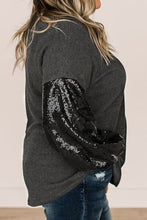 Load image into Gallery viewer, Plus Size Sequin Long Sleeve V-Neck Top