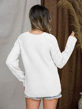 Load image into Gallery viewer, Openwork Round Neck Raglan Sleeve Sweater