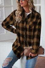 Load image into Gallery viewer, Plaid Button Up Dropped Shoulder Outerwear