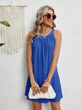 Load image into Gallery viewer, Eyelet Grecian Neck Mini Dress