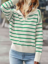 Load image into Gallery viewer, Striped Collared Neck Knit Top