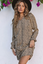 Load image into Gallery viewer, Leopard V-Neck Long Sleeve Dress