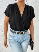 Load image into Gallery viewer, Surplice Short Sleeve Ruched Bodysuit