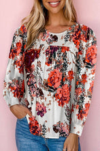 Load image into Gallery viewer, Floral Print Round Neck Long Sleeve Blouse