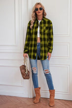 Load image into Gallery viewer, Plaid Button Up Dropped Shoulder Outerwear