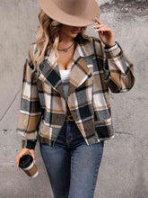 Load image into Gallery viewer, Plaid Collared Neck Long Sleeve Jacket
