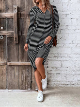 Load image into Gallery viewer, Striped Zip Front Hooded Dress