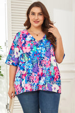 Load image into Gallery viewer, Floral Center Seam V-Neck Blouse