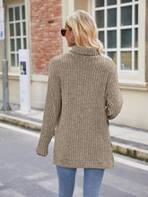 Load image into Gallery viewer, Ribbed Turtleneck Long Sleeve Slit Knit Top