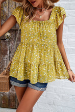 Load image into Gallery viewer, Printed Square Neck Cap Sleeve Blouse