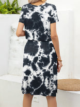 Load image into Gallery viewer, Round Neck Short Sleeve Slit Dress with Pockets