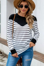 Load image into Gallery viewer, Striped Round Neck Long Sleeve T-Shirt