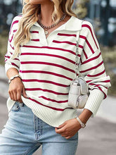 Load image into Gallery viewer, Striped Collared Neck Knit Top