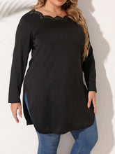 Load image into Gallery viewer, Plus Size Slit Long Sleeve T-Shirt