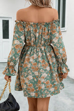 Load image into Gallery viewer, Floral Off-Shoulder Flounce Sleeve Dress