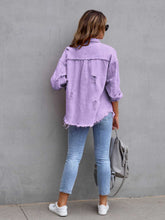 Load image into Gallery viewer, Distressed Drop Shoulder Denim Jacket