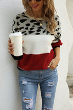 Load image into Gallery viewer, Color Block Round Neck Lantern Sleeve Sweater