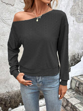 Load image into Gallery viewer, Eyelet Dropped Shoulder Blouse