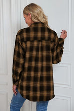 Load image into Gallery viewer, Plaid Button Up Dropped Shoulder Outerwear